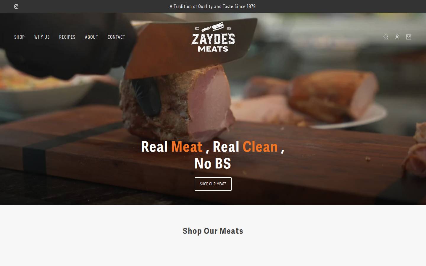 zaydesmeats.com homepage screenshot