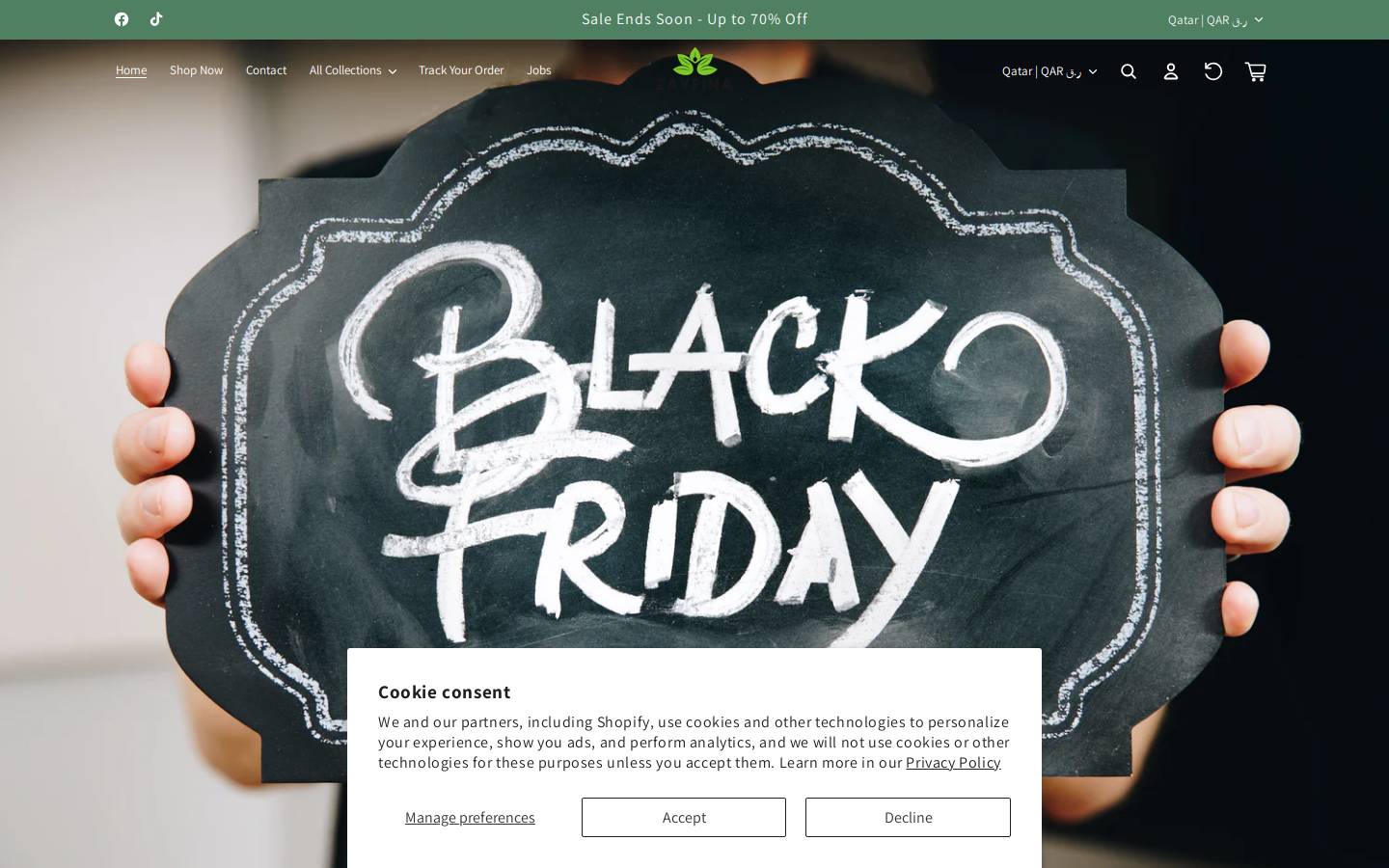 zayfina.com homepage screenshot
