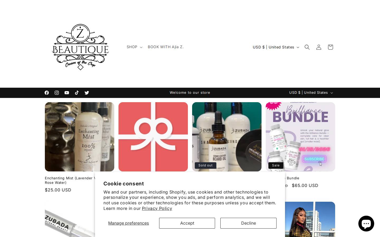 zbeautique.com homepage screenshot