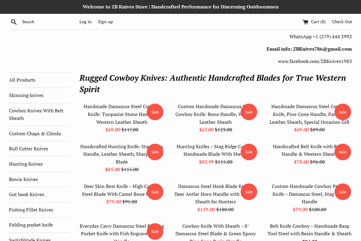 zbknives.store homepage screenshot