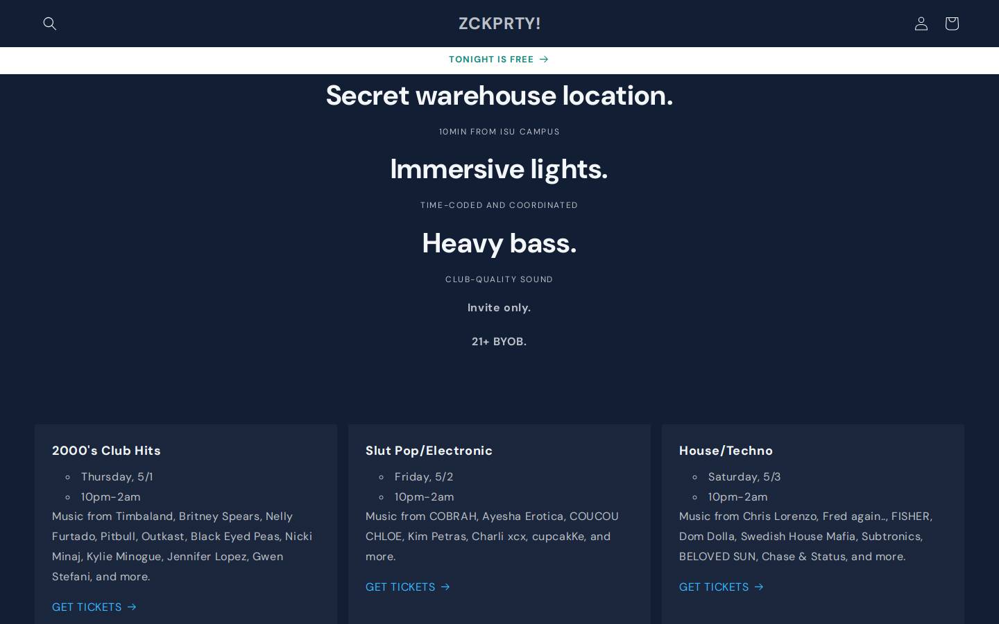 zckprty.com homepage screenshot