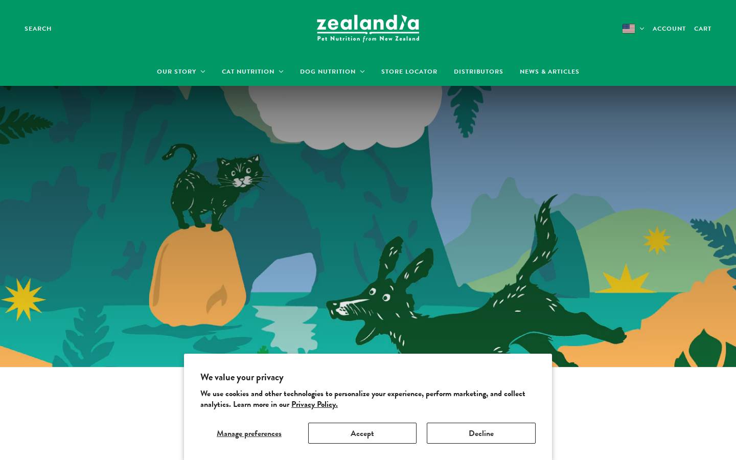 zealandiapets.com homepage screenshot