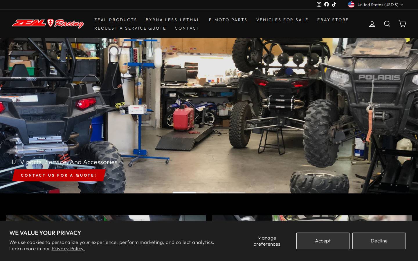 zealracing.com homepage screenshot