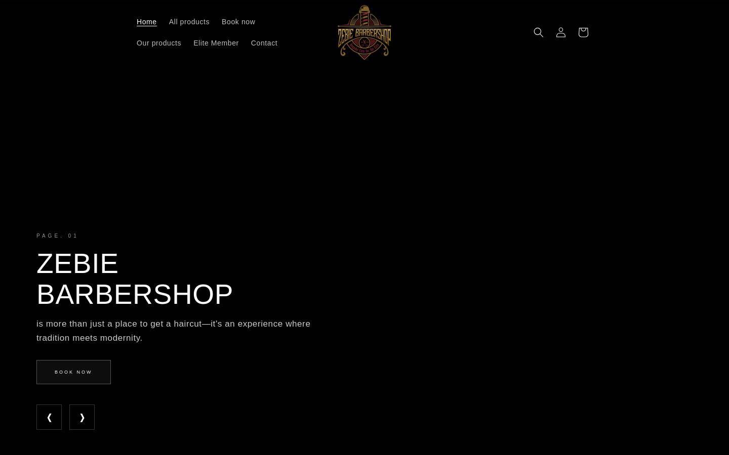 zebiebarbershop.com homepage screenshot