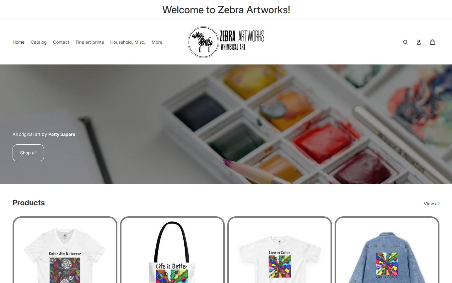 zebra-artworks.com homepage screenshot