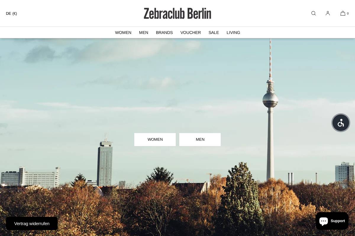 Zebraclub homepage screenshot