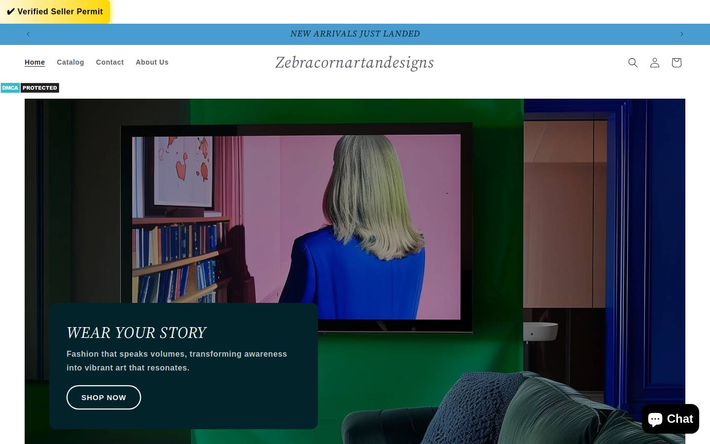zebracornartandesigns.com homepage screenshot