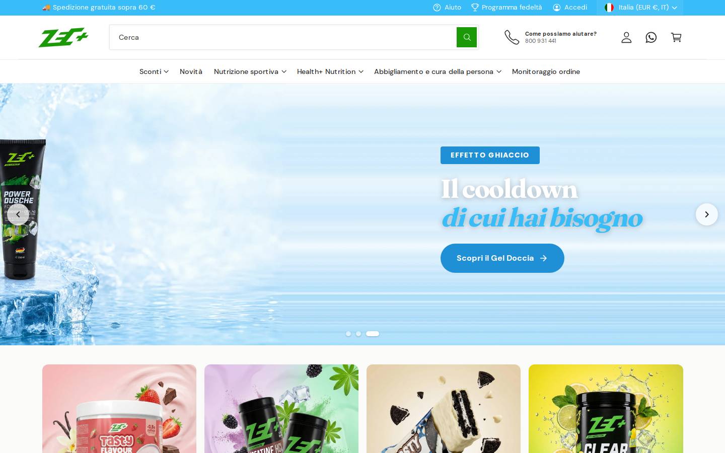 Zec+ Nutrition homepage screenshot