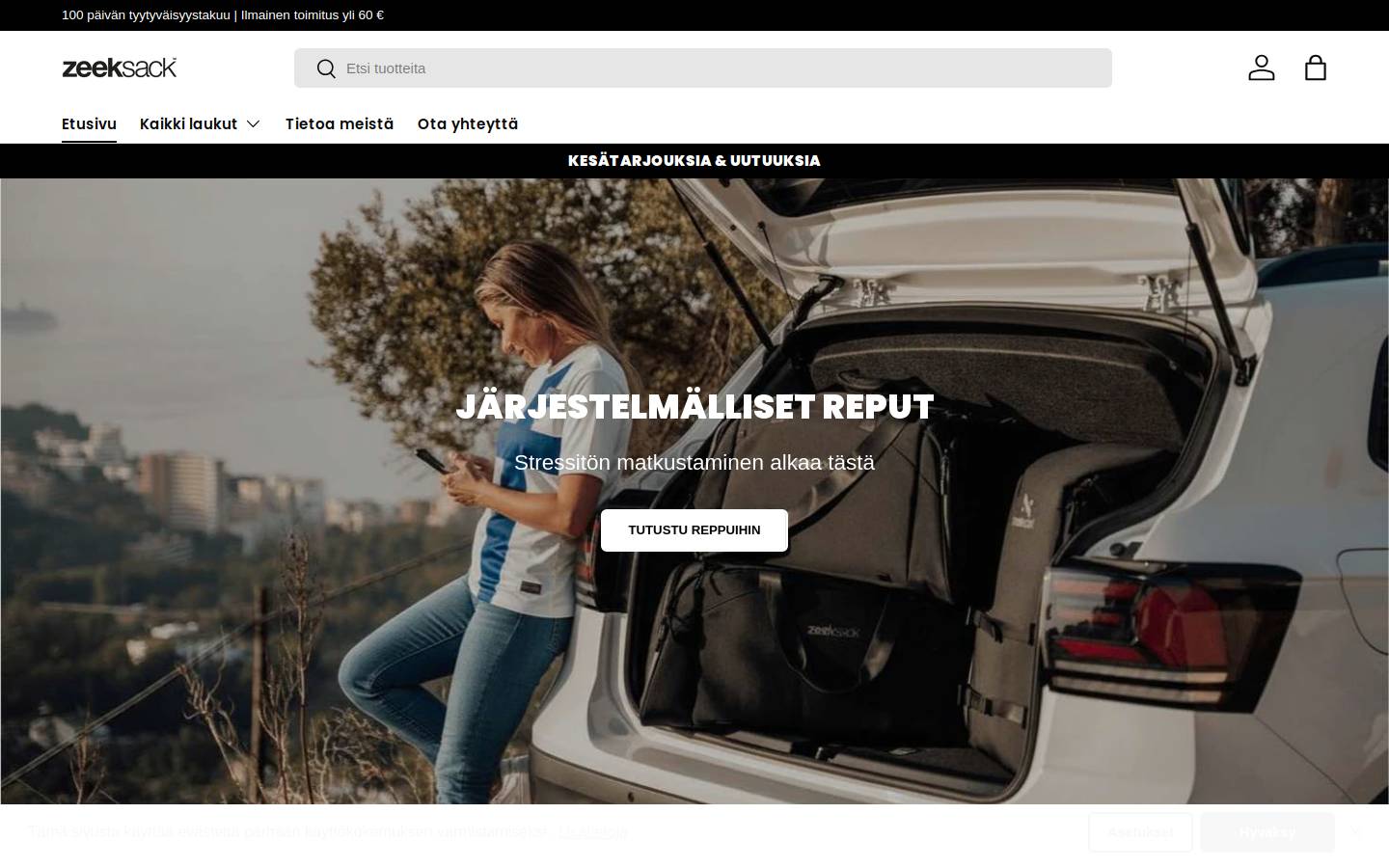 ZEEKSACK homepage screenshot