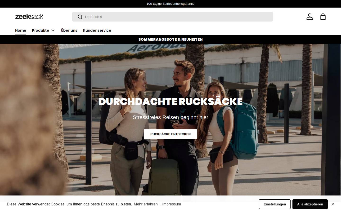 ZEEKSACK homepage screenshot