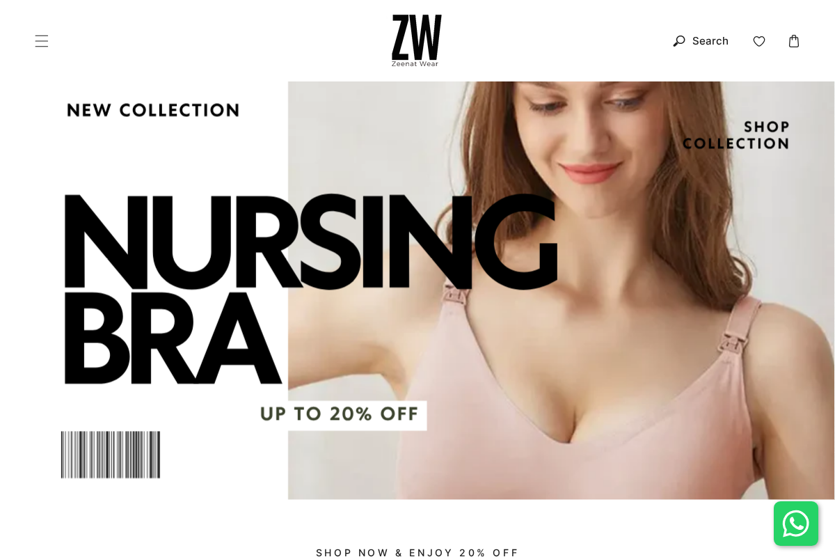Online Undergarments Store | Undergarments for Ladies in Pakistan – Zeenat Wear homepage screenshot