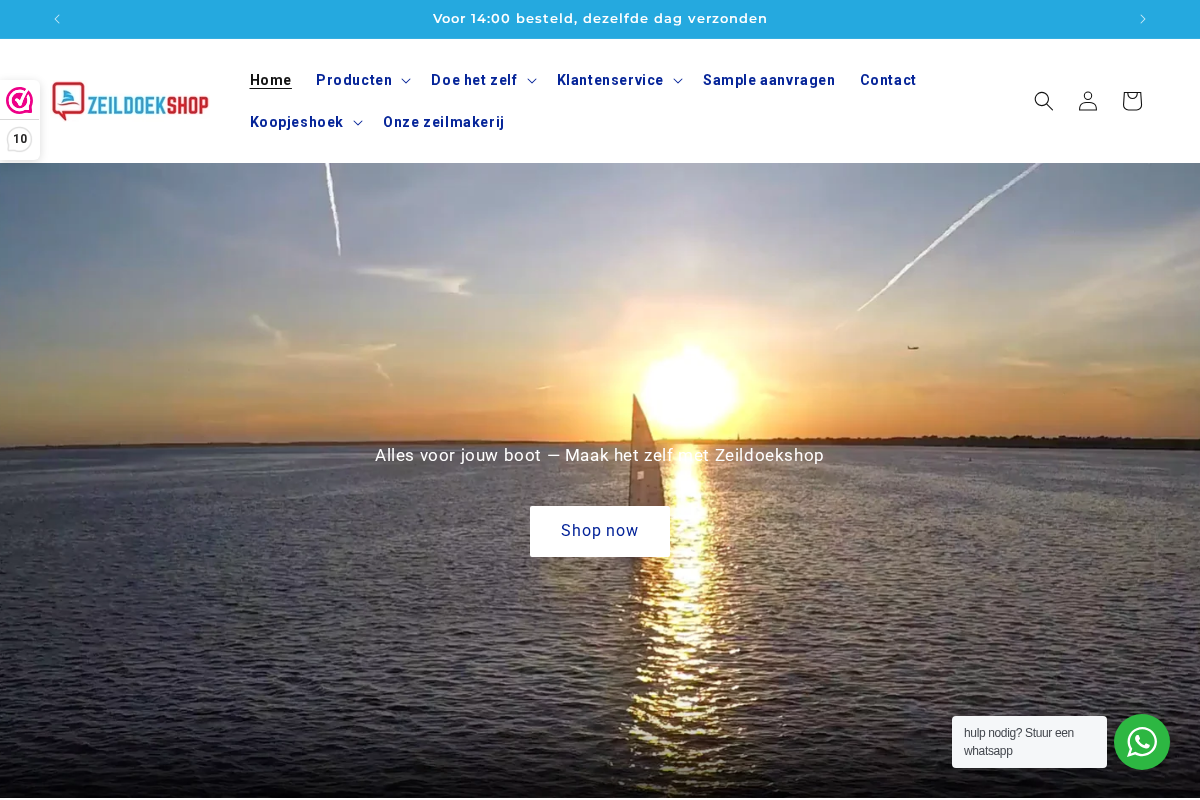 zeildoekshop homepage screenshot