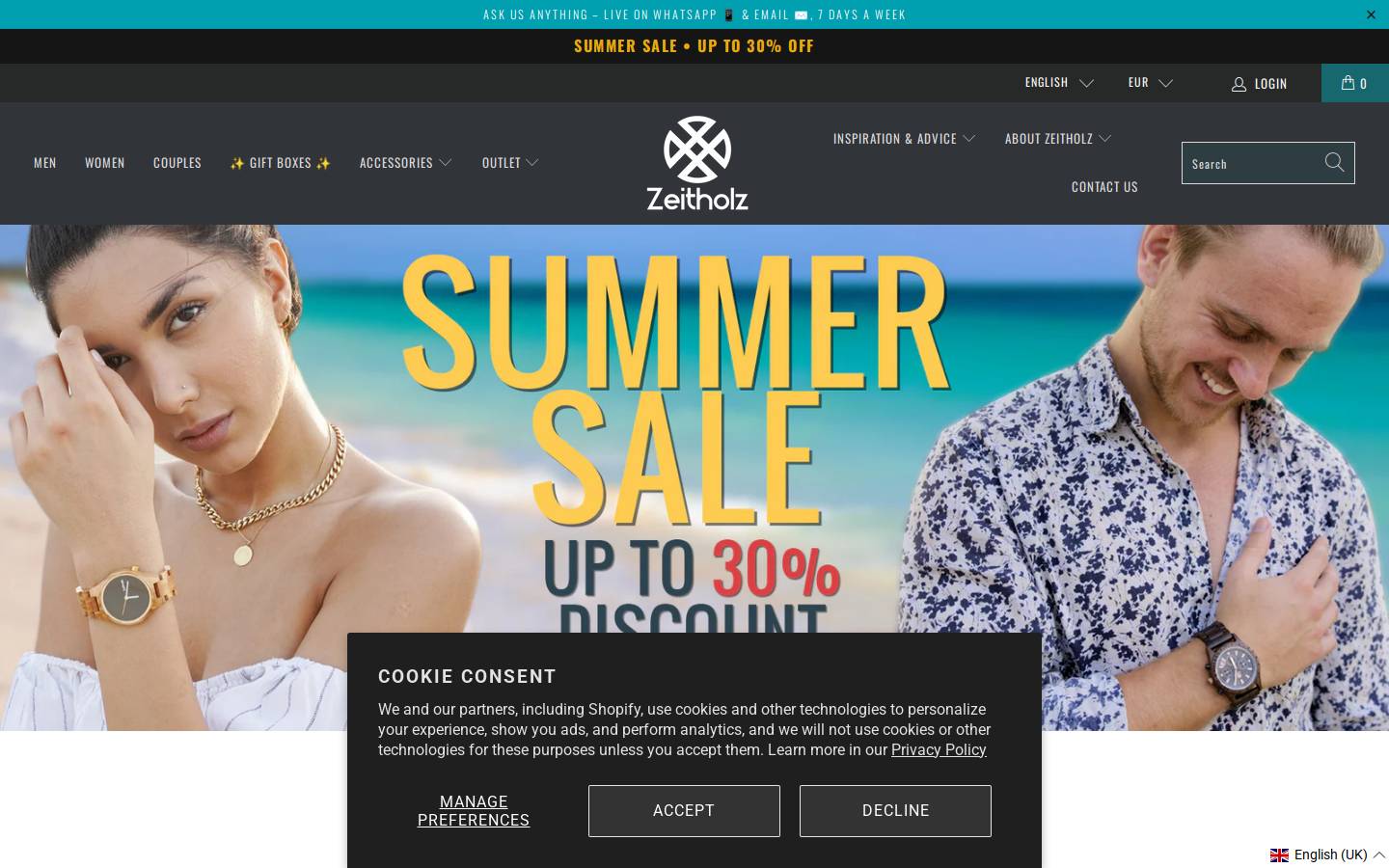 zeitholzwatches.com homepage screenshot