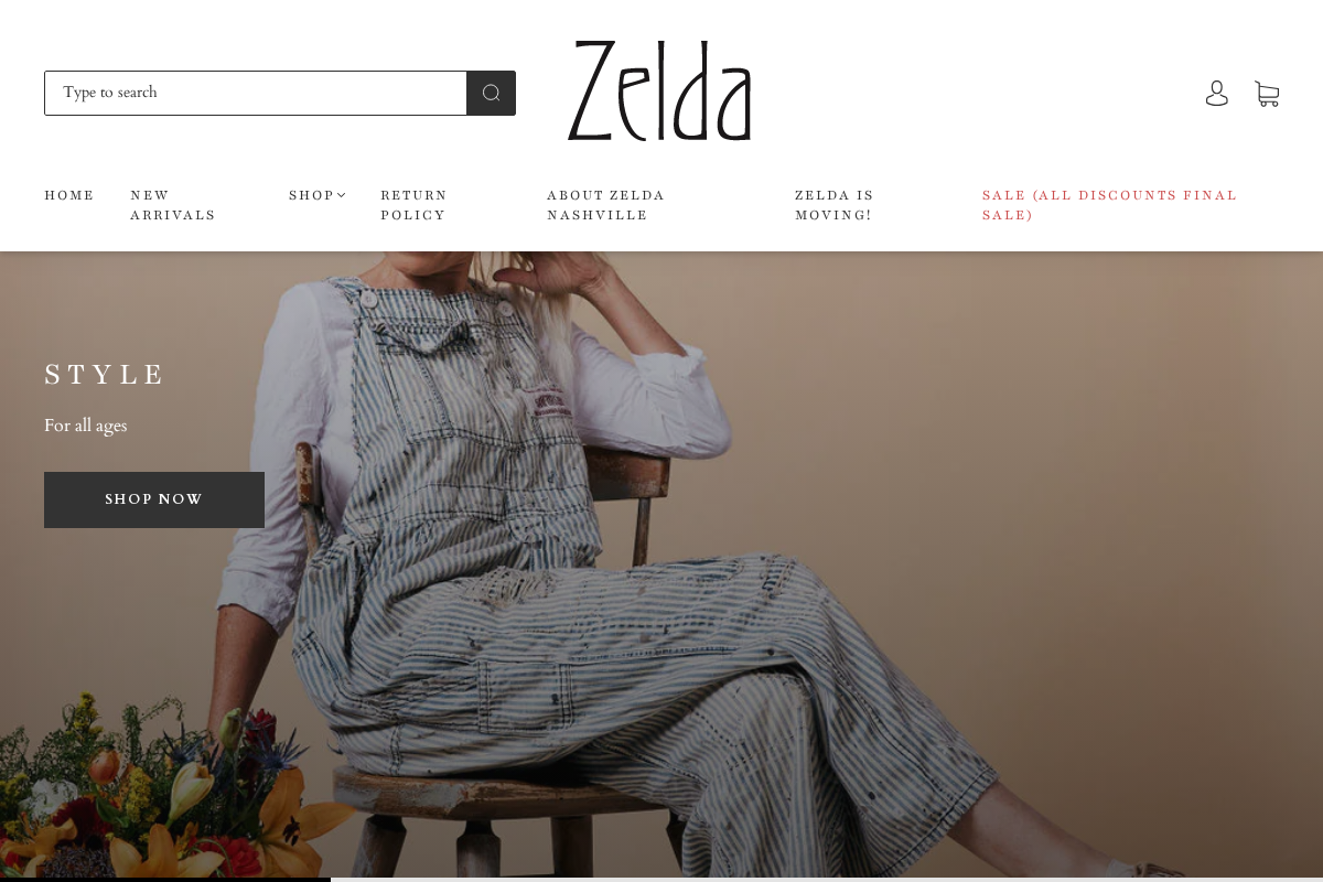 Zelda Nashville homepage screenshot