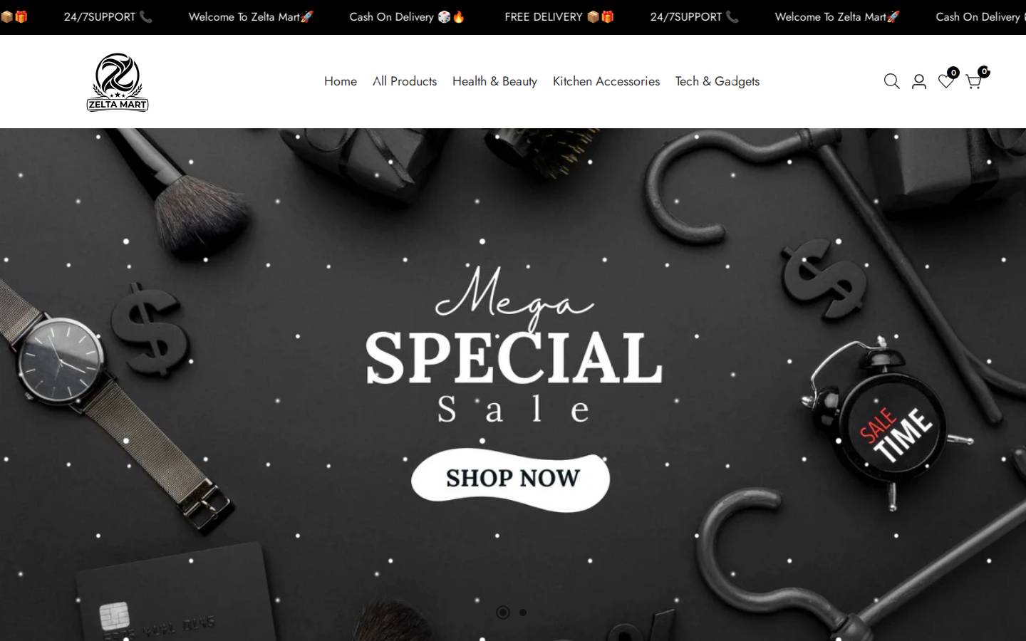 zeltamart.shop homepage screenshot