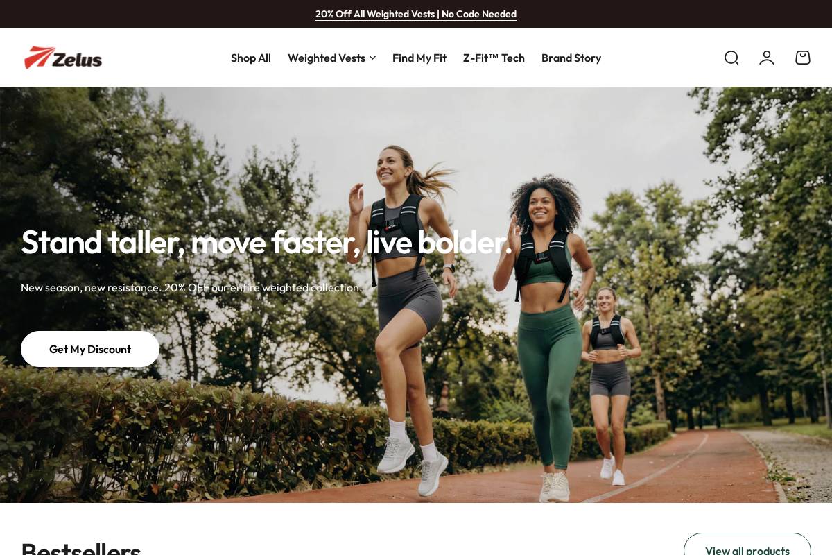 ZelusFitness homepage screenshot