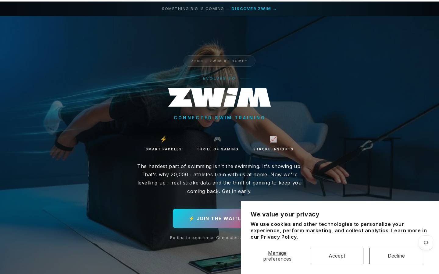 zen8swimtrainer.com homepage screenshot
