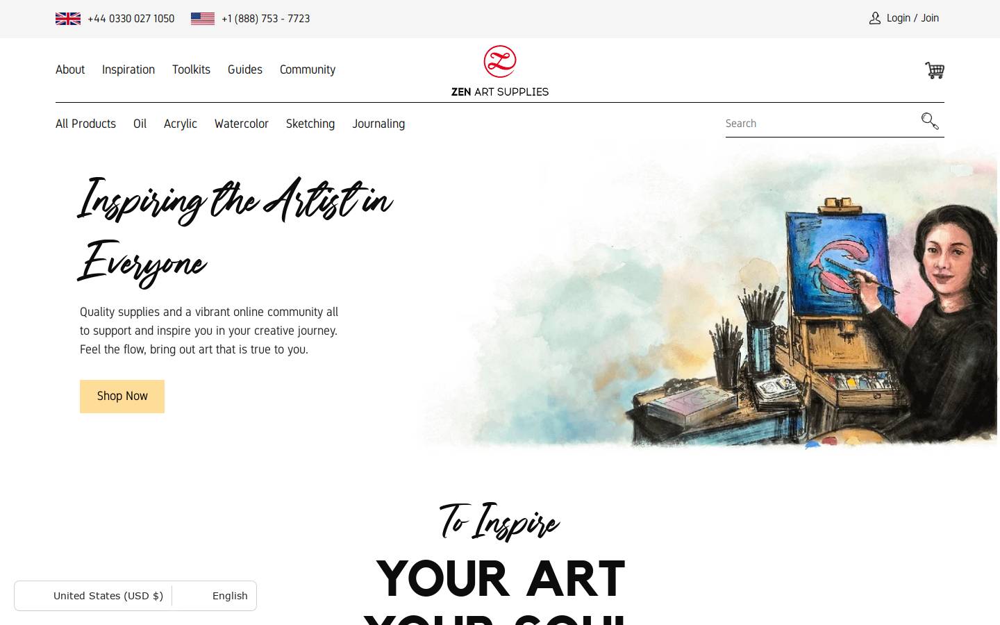 zenartsupplies.co homepage screenshot