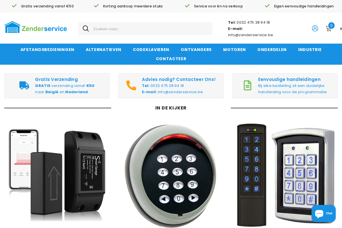 Zenderservice homepage screenshot