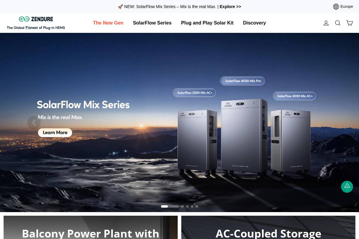 Zendure homepage screenshot