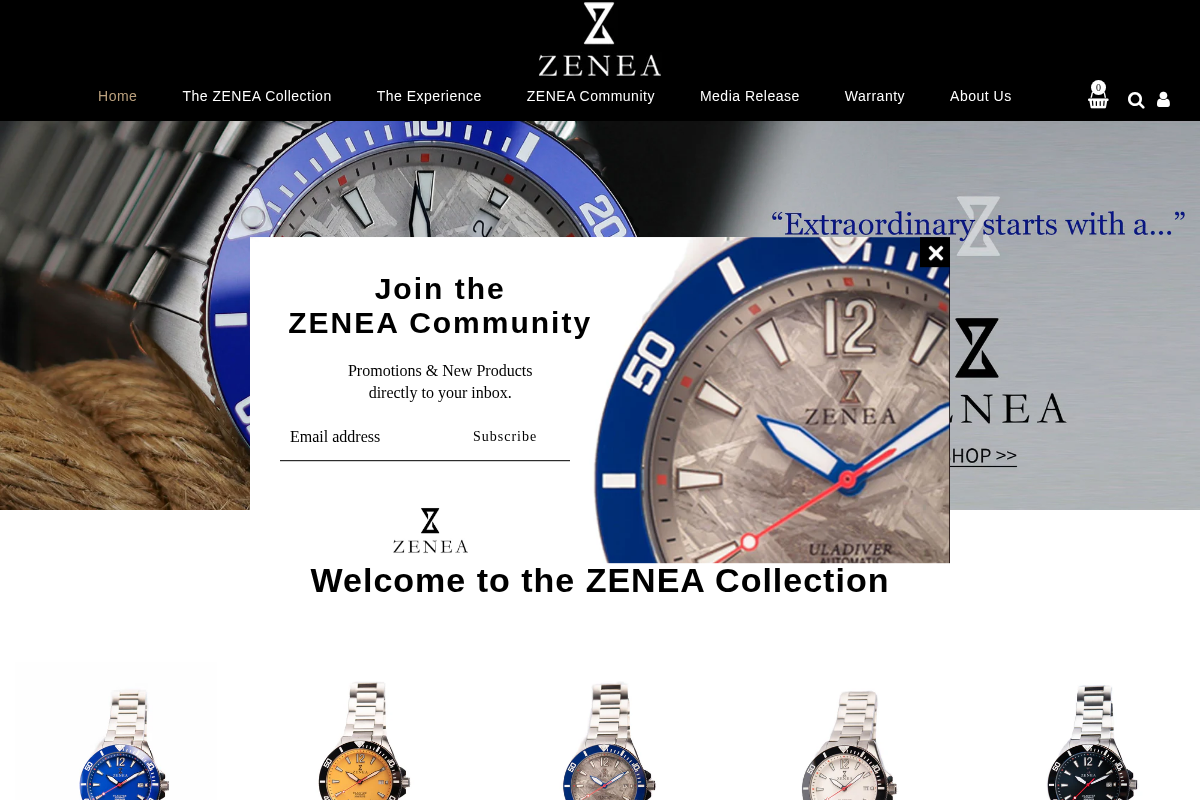 zeneawatches.com homepage screenshot