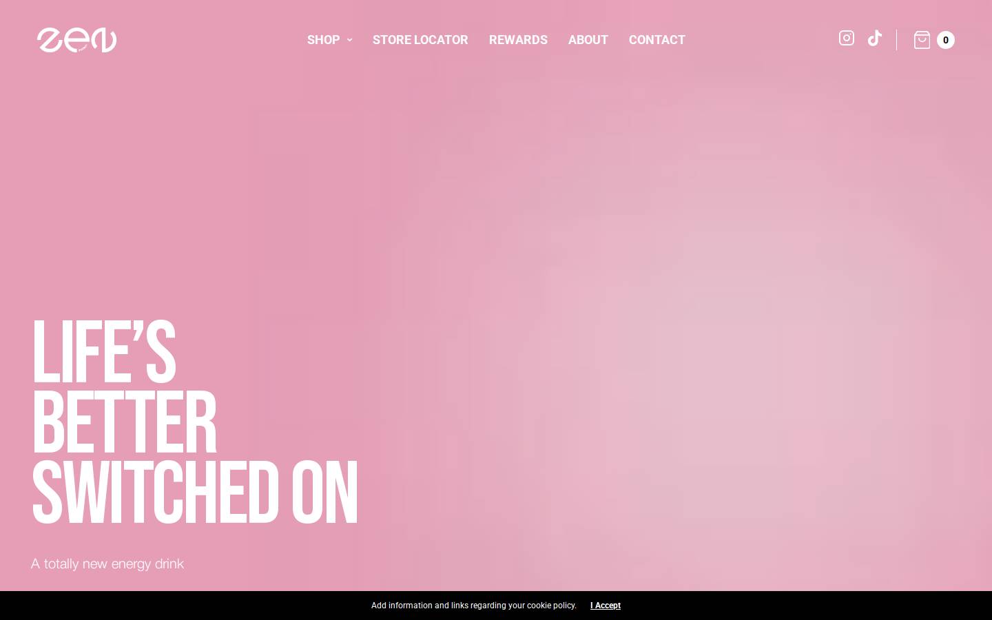 zenenergydrinks.com homepage screenshot