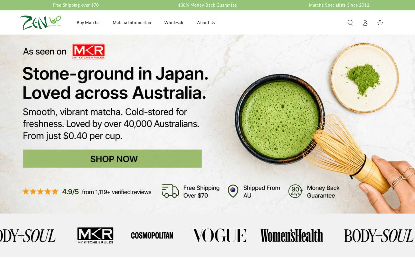 Zengreentea homepage screenshot