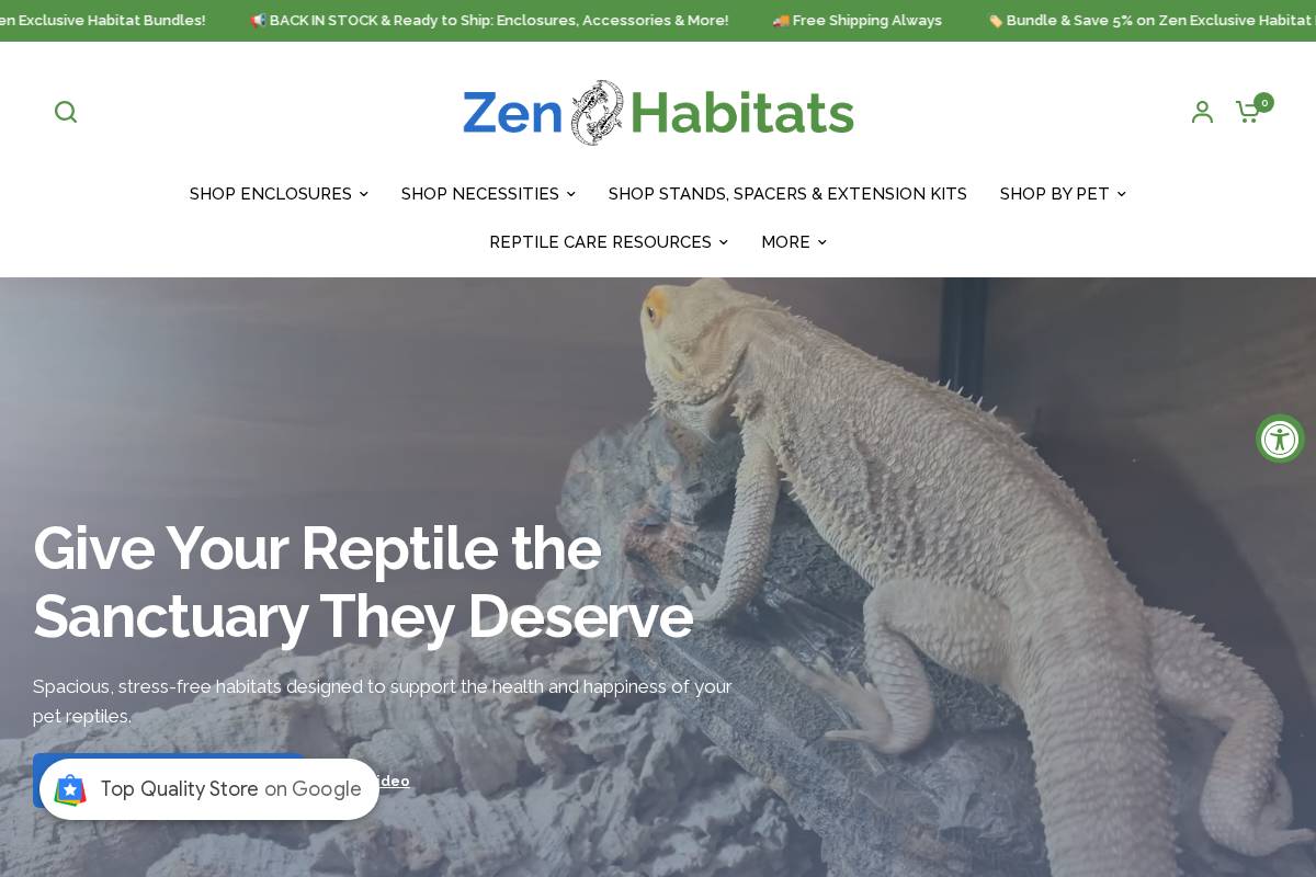zenhabitats.com homepage screenshot