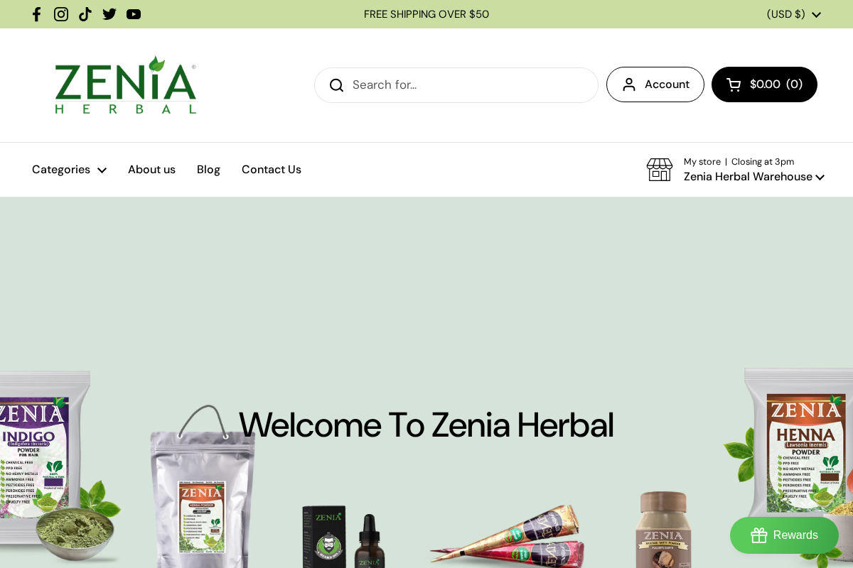 Zeniaherbal homepage screenshot