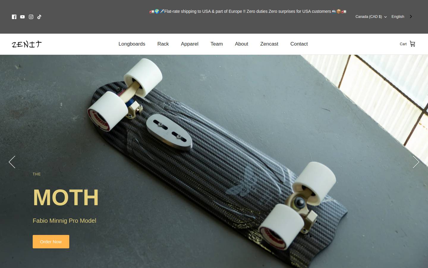 zenitboards.com homepage screenshot