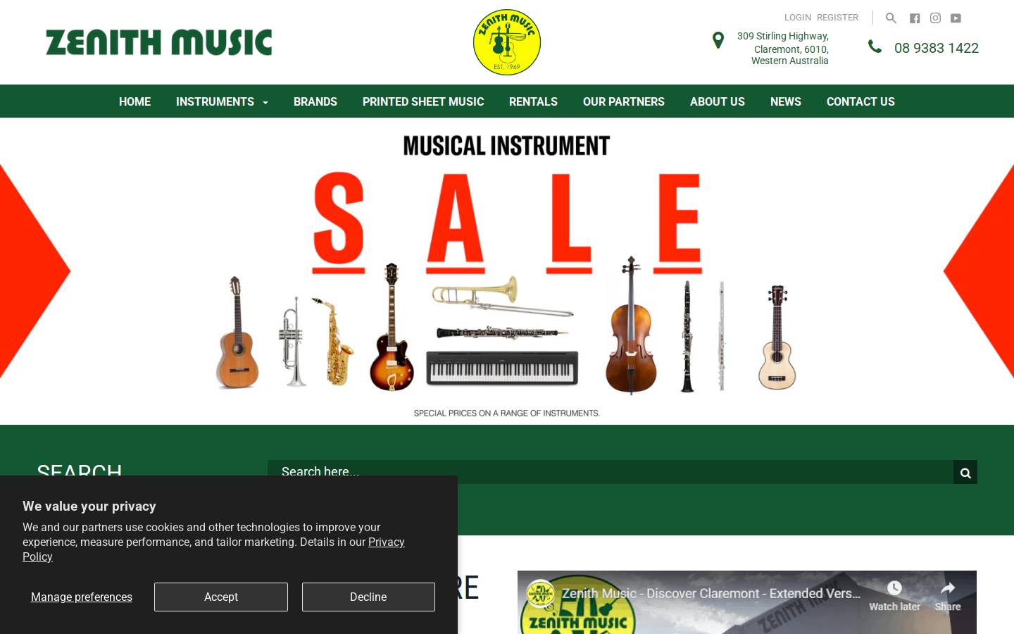 zenithmusic.com homepage screenshot