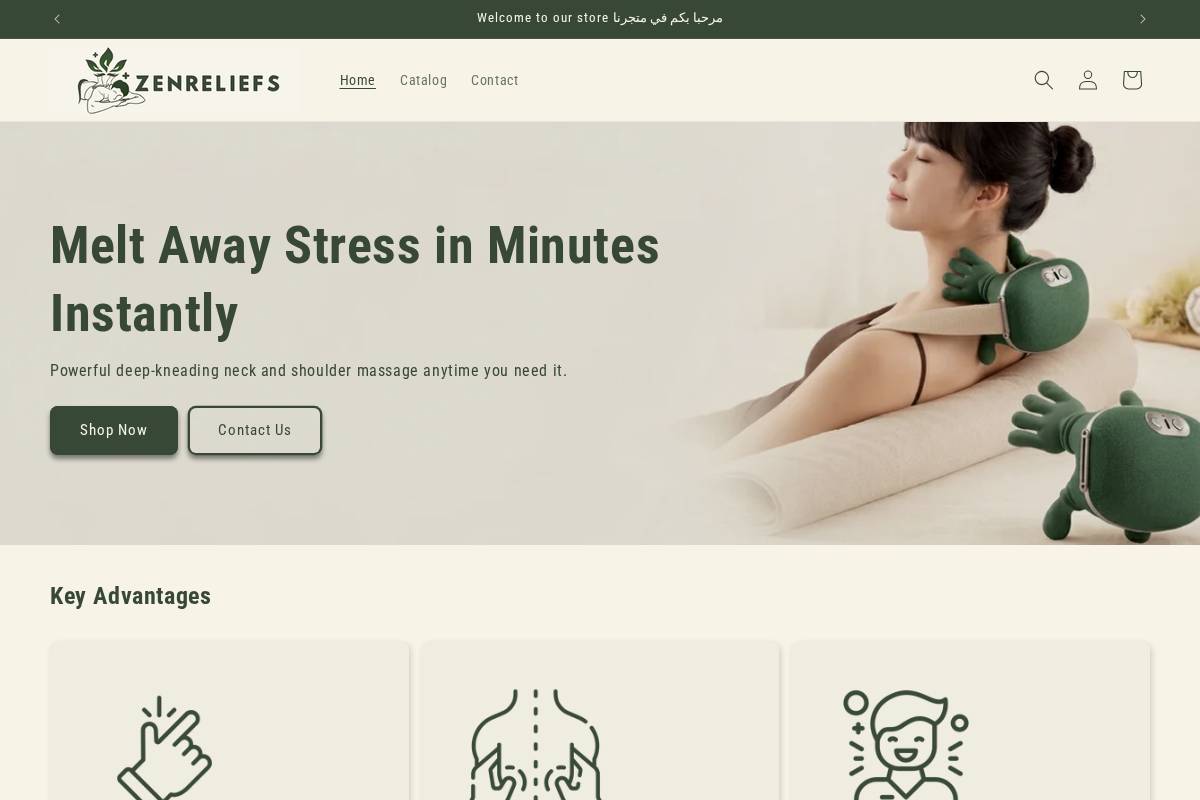 zenreliefs.store homepage screenshot