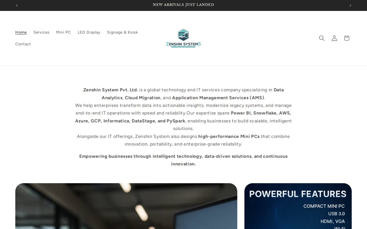 zenshinsystems.com homepage screenshot