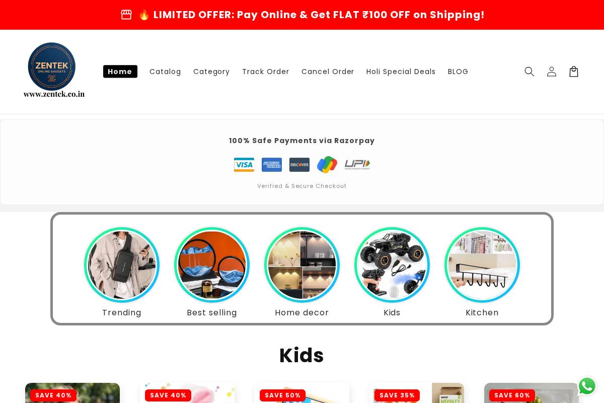 Zentek homepage screenshot