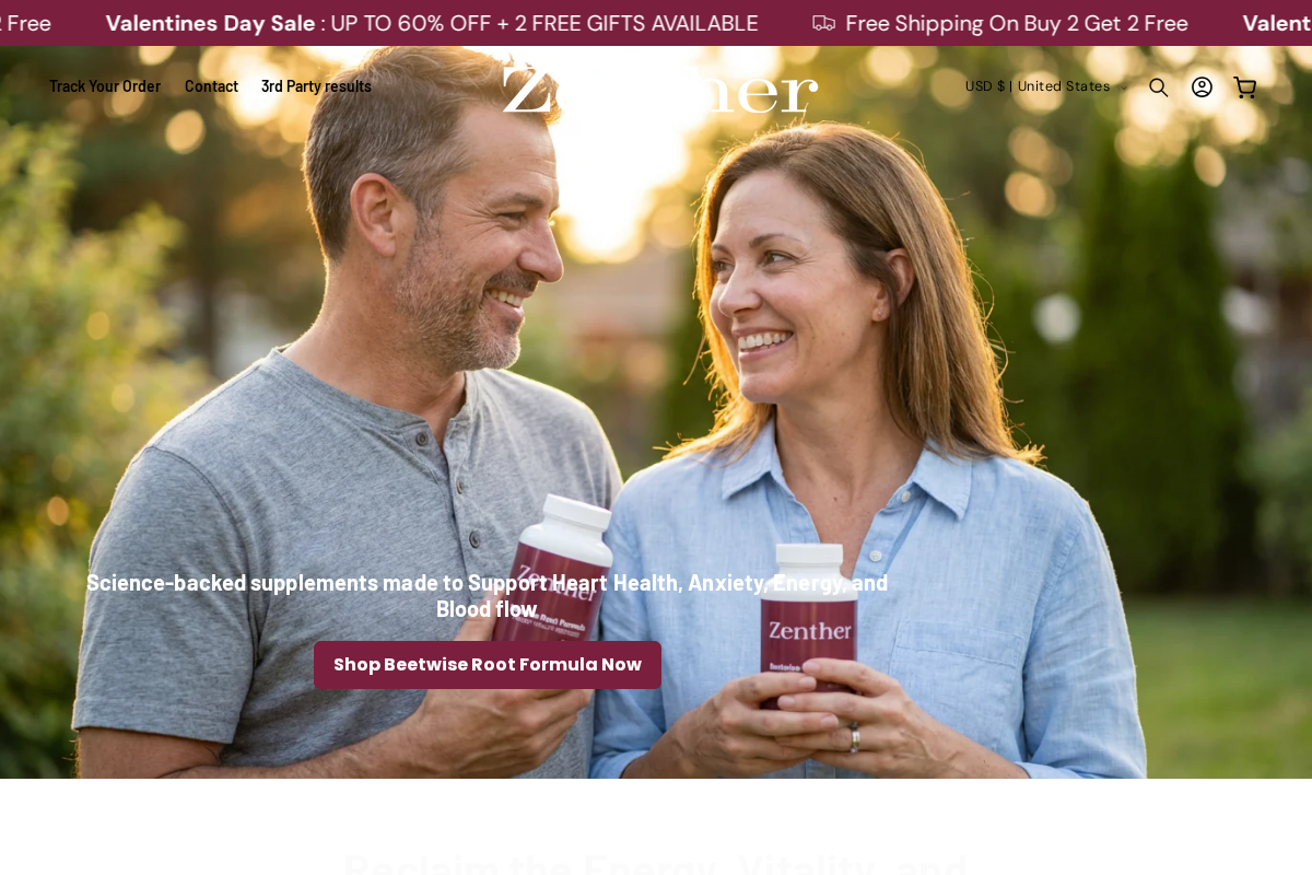 Zenther homepage screenshot