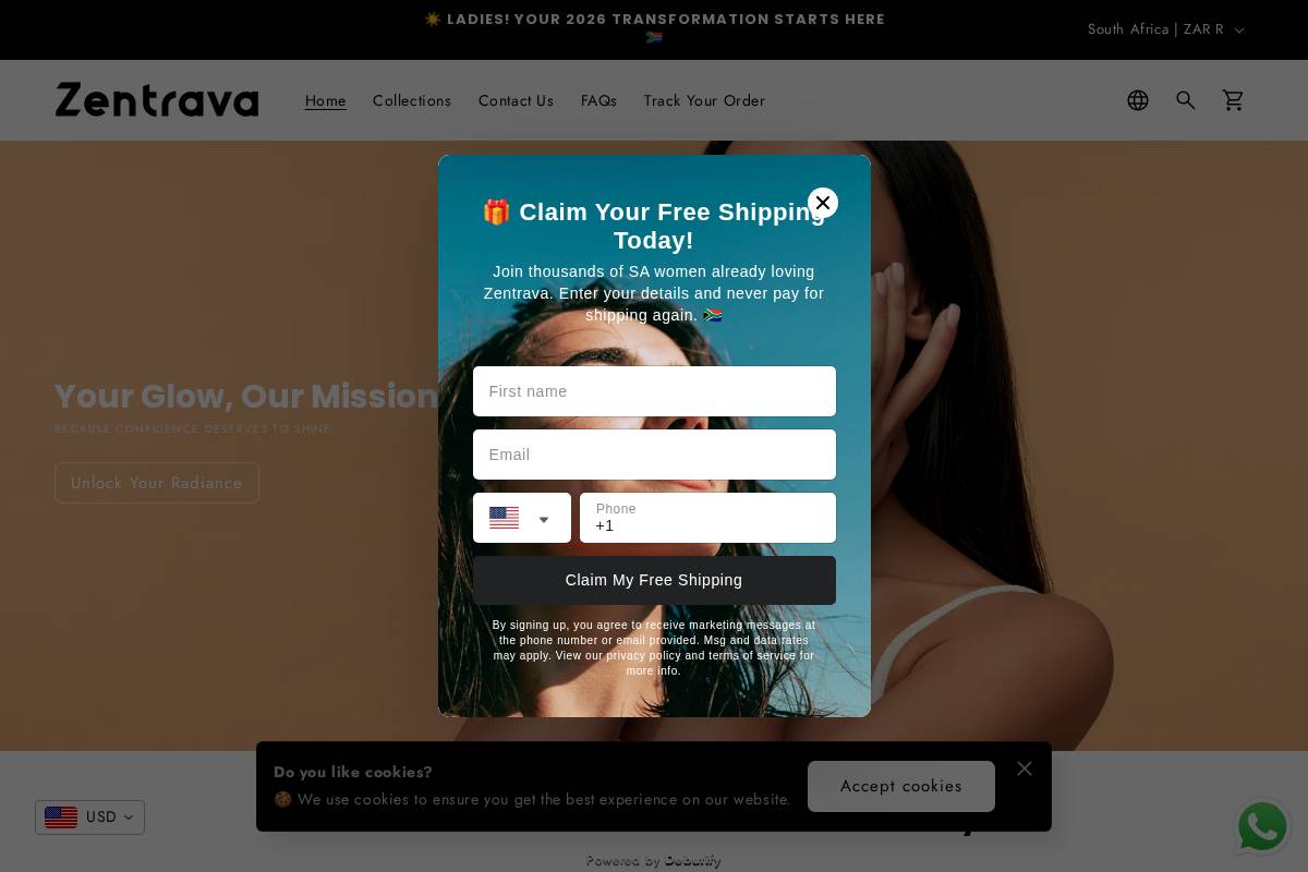 Zentrava homepage screenshot