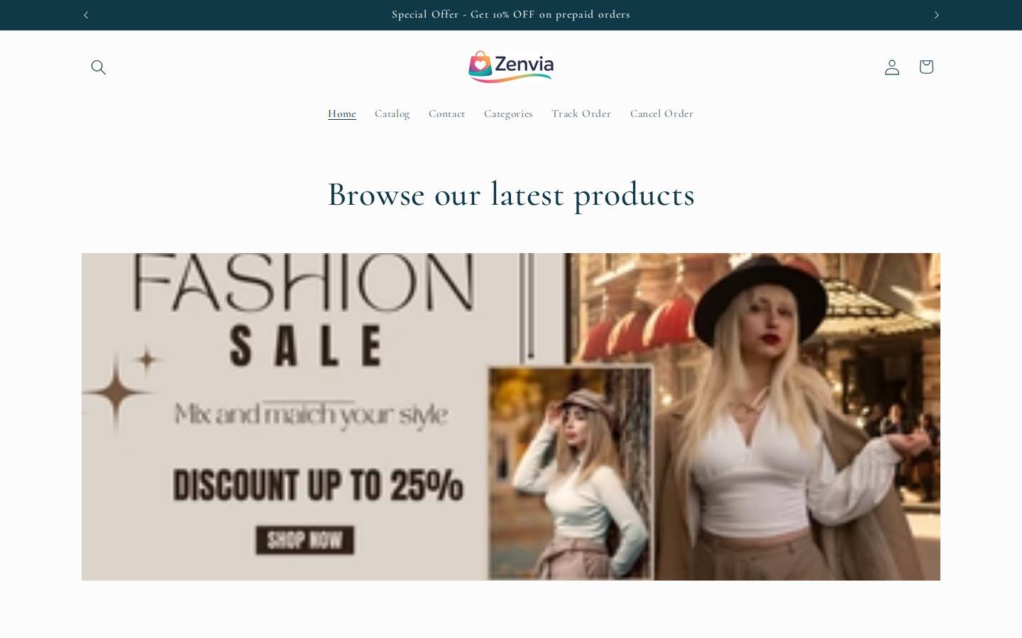 zenvias.store homepage screenshot