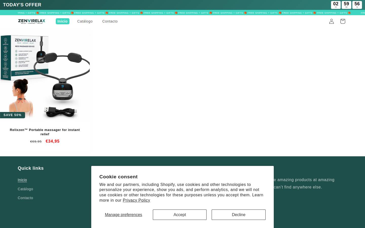 zenvirelax.com homepage screenshot