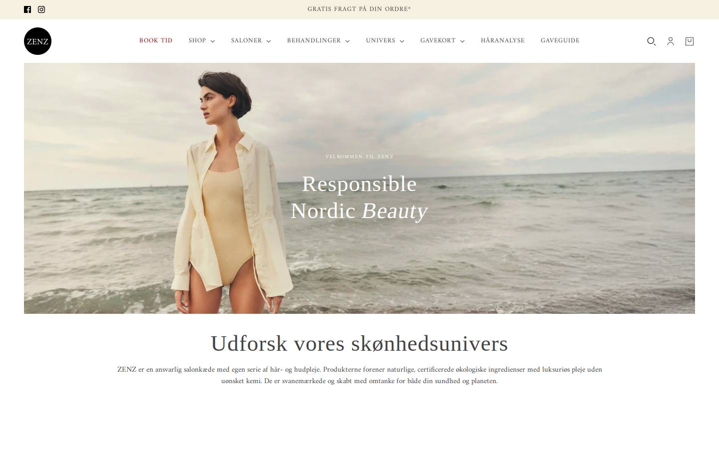 ZENZ Organic Hairdressing homepage screenshot