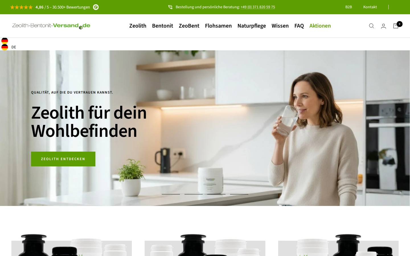 zeolith-bentonit-versand.de homepage screenshot