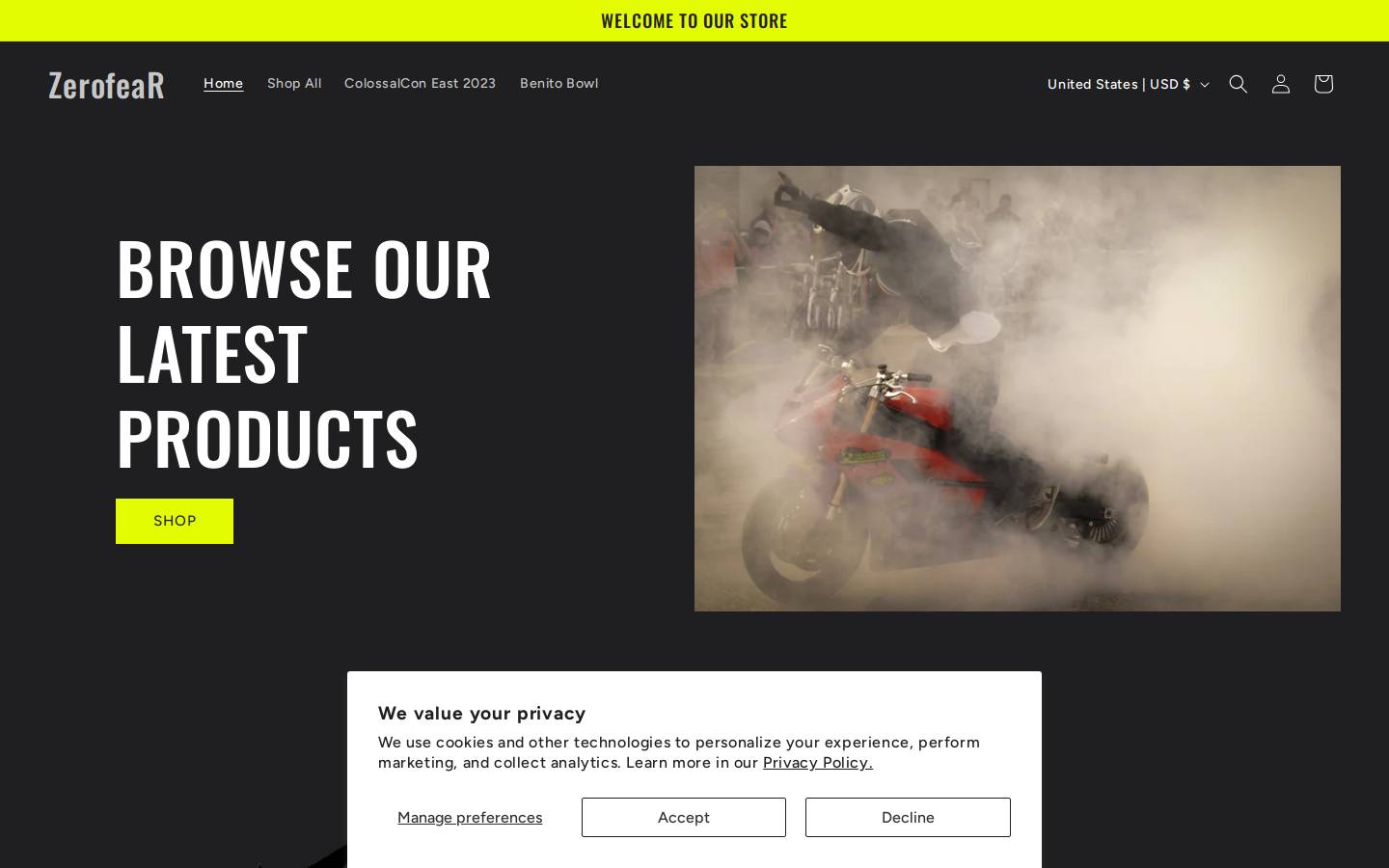 zer0fear.com homepage screenshot