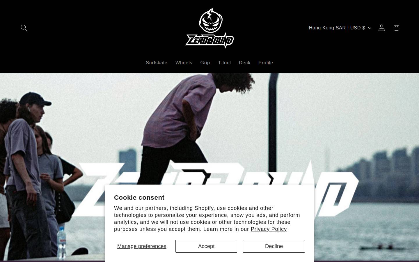 zerobound.store homepage screenshot