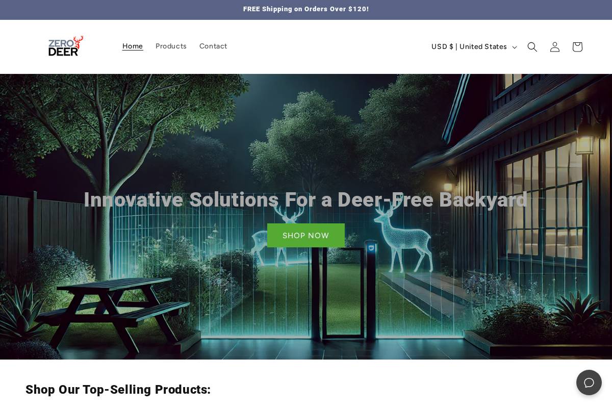 zerodeer.com homepage screenshot