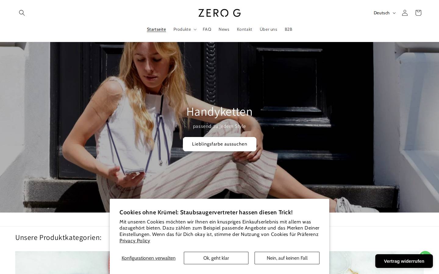 zerognecklace.de homepage screenshot