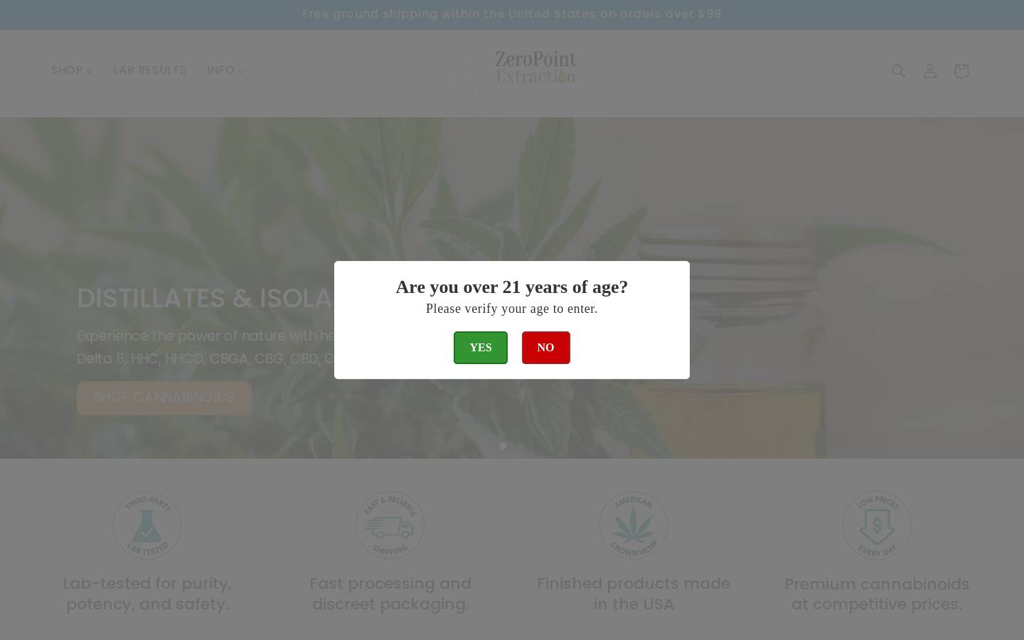 Zero Point Extraction homepage screenshot