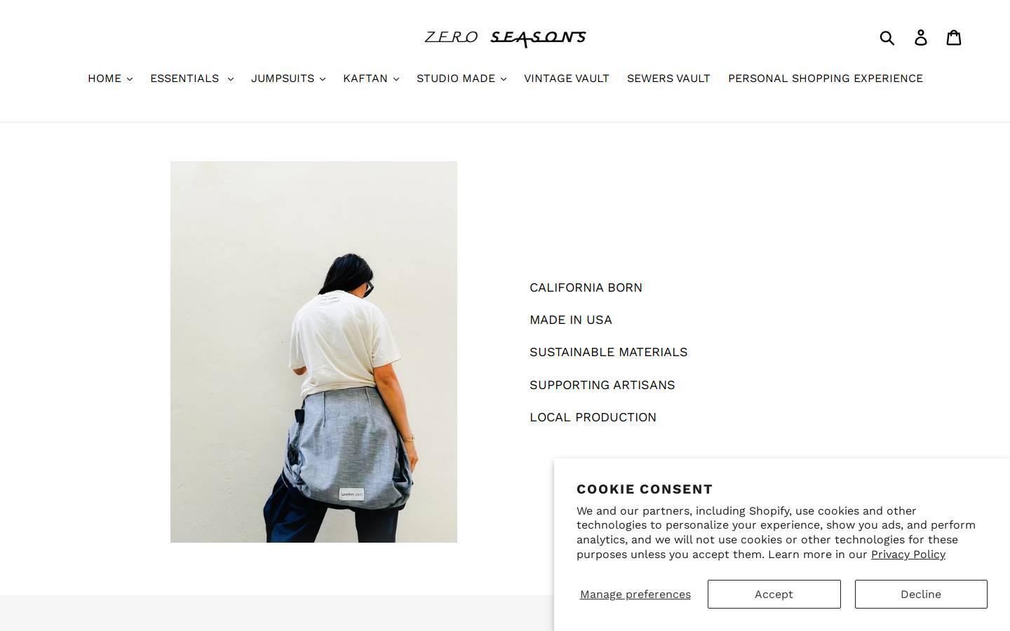 zeroseasons.com homepage screenshot