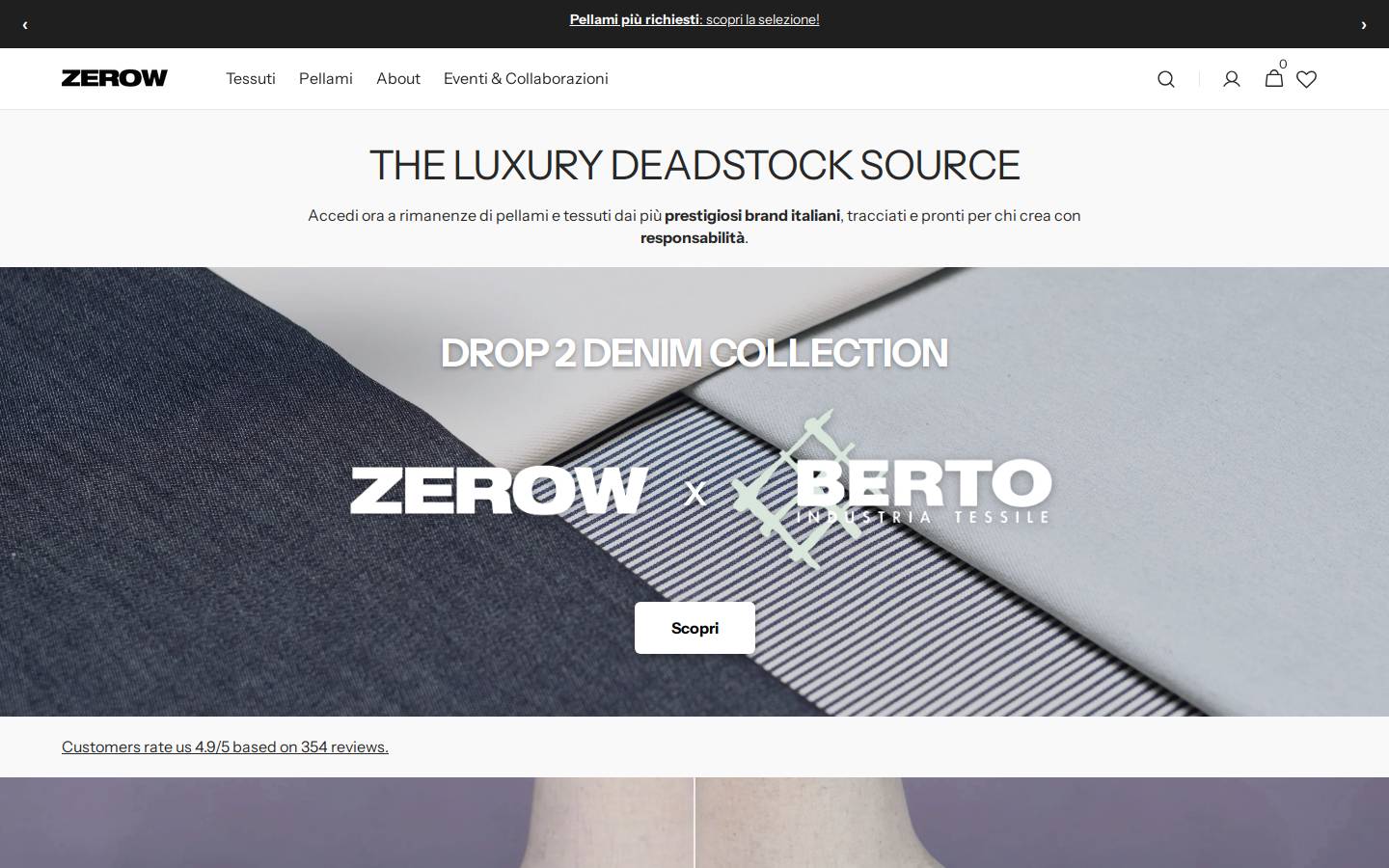 Zerow homepage screenshot