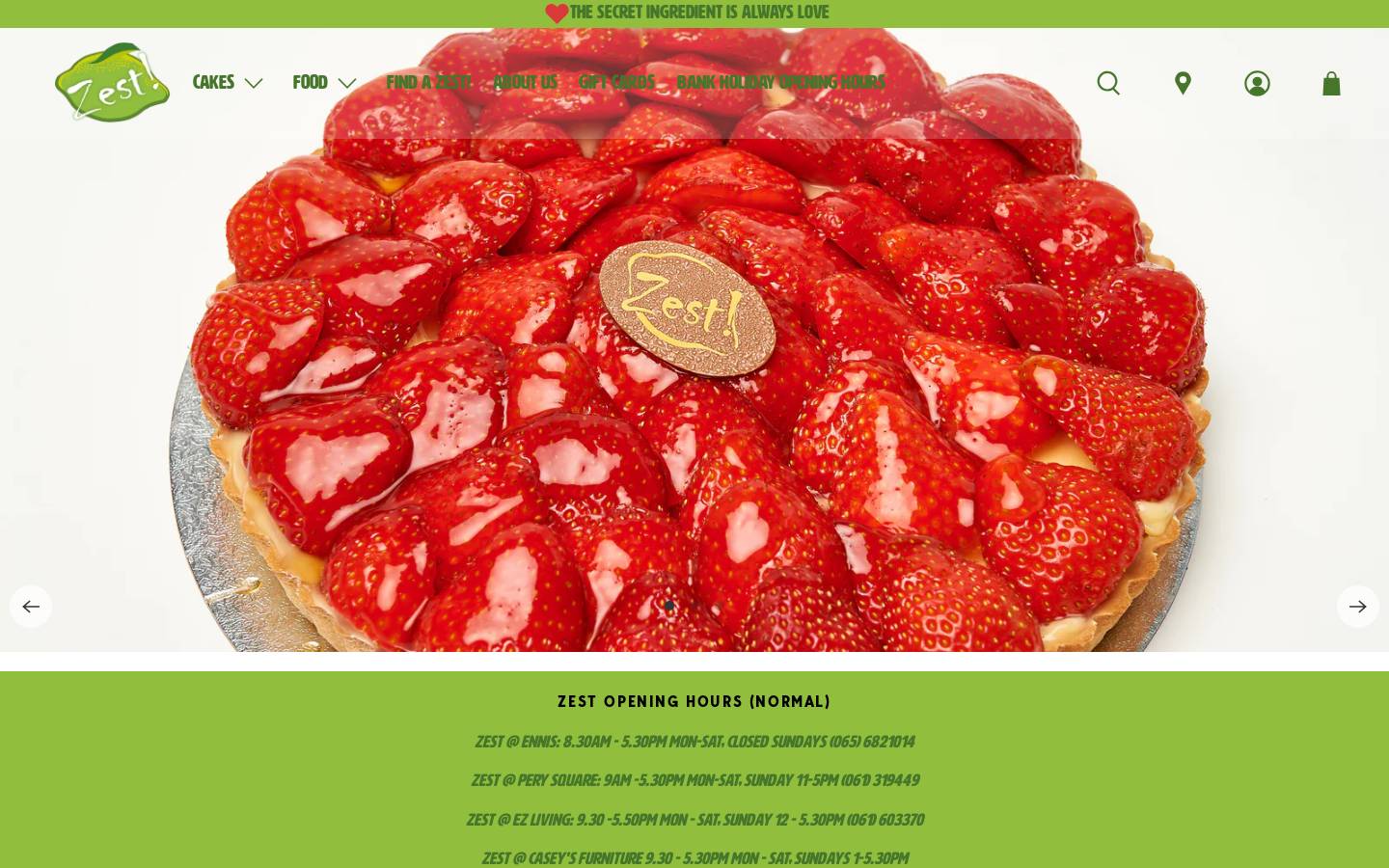 zestfood.ie homepage screenshot
