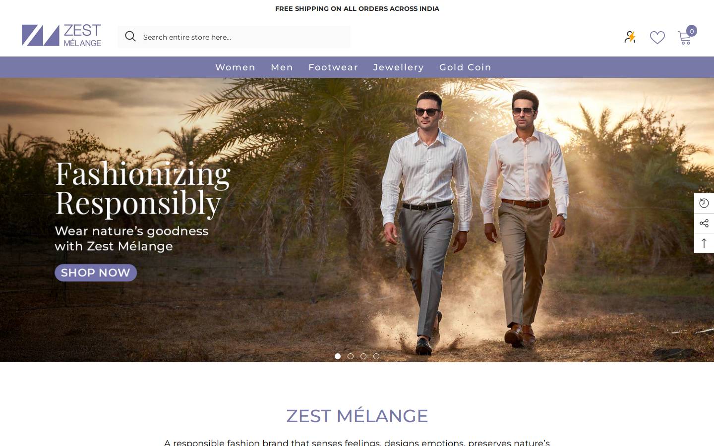 zestmelange.com homepage screenshot
