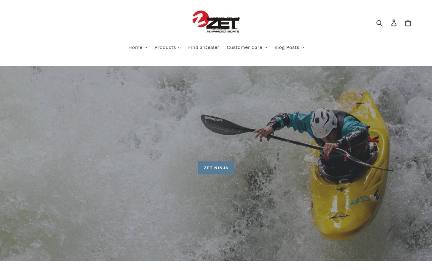 Zet Kayaks UK homepage screenshot